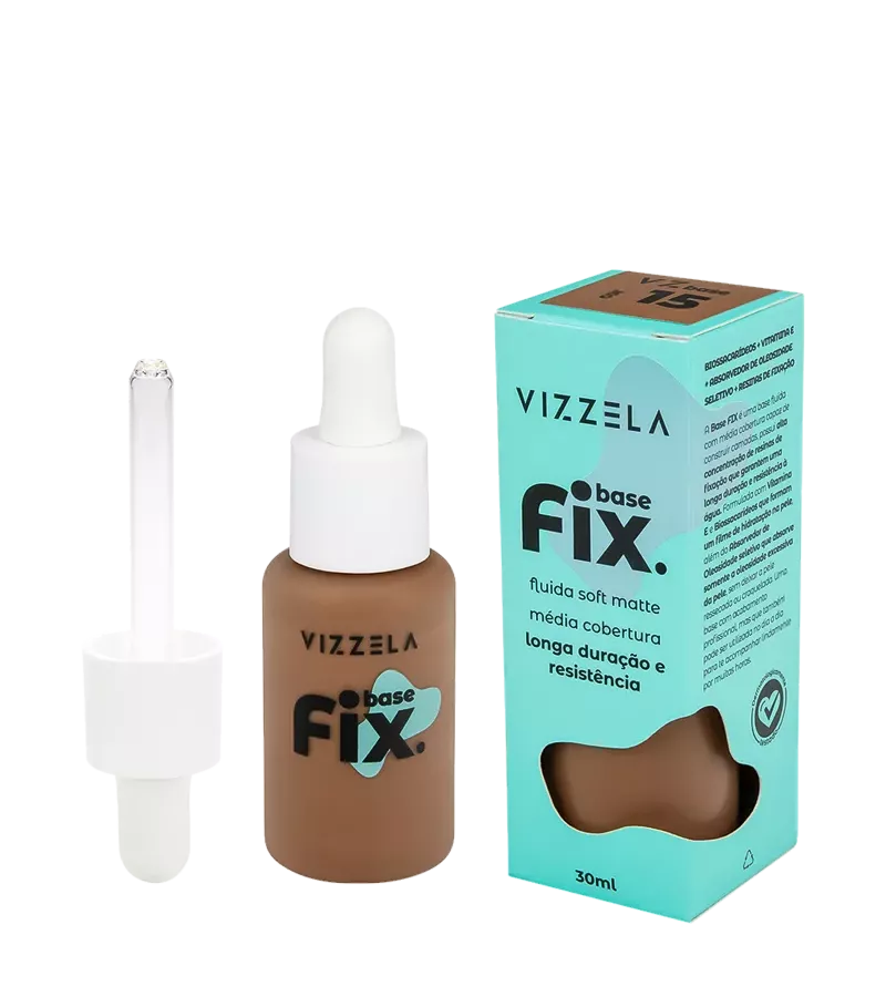 Vizzela Base Fix Fluida Soft Matte 30ml Cor15 - AIKO COSMÉTICOS
