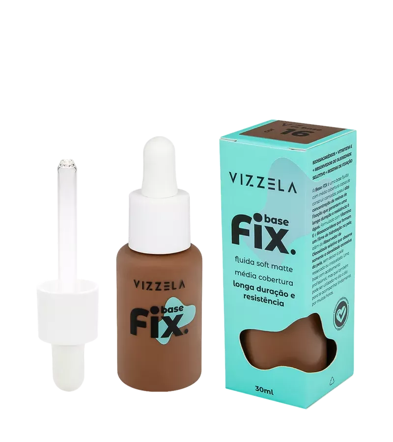Vizzela Base Fix Fluida Soft Matte 30ml Cor 16 - AIKO COSMÉTICOS