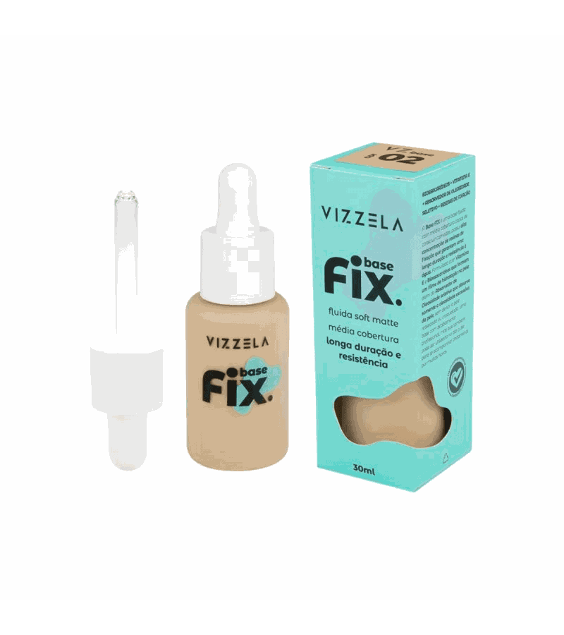 Vizzela Base Fix Fluida Soft Matte 30ml Cor 02 - AIKO COSMÉTICOS