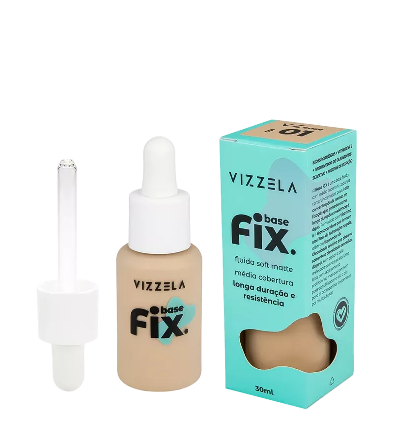 Vizzela Base Fix Fluido Soft Matte 30ml Cor 14 - AIKO COSMÉTICOS