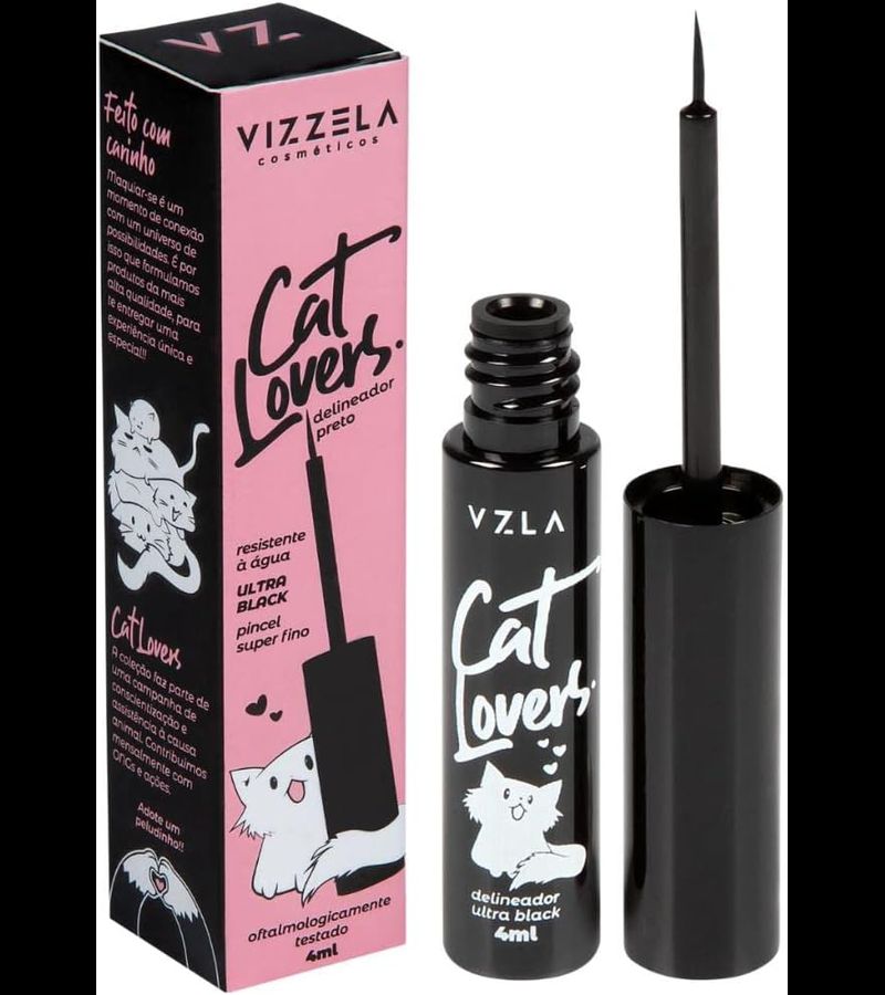 Vizzela Cat Lovers Delineador Preto 3,5ml - AIKO COSMÉTICOS