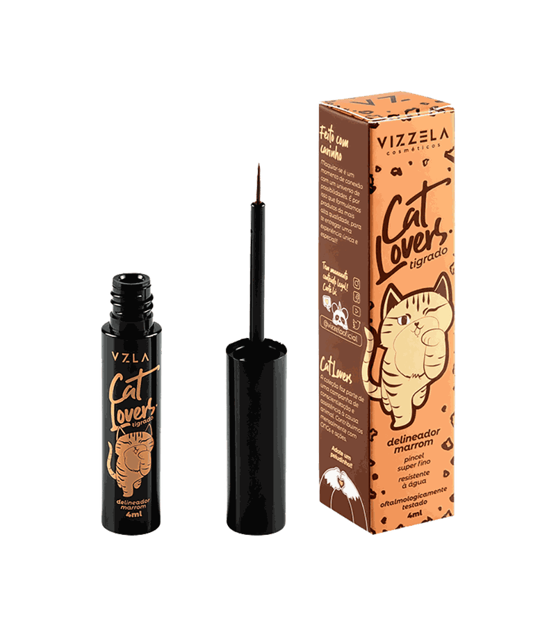 Vizzela Cat Lovers Tigrado Delineador Marrom 3,5ml - AIKO COSMÉTICOS