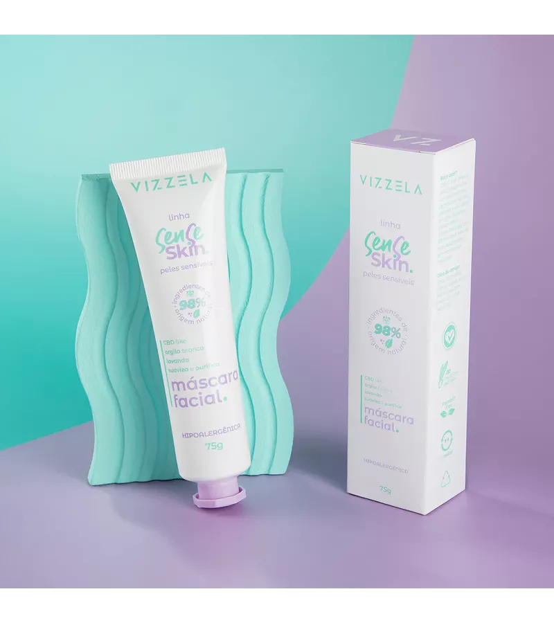 Vizzela Máscara Facial Sense Skin - Peles Sensívei... - AIKO COSMÉTICOS