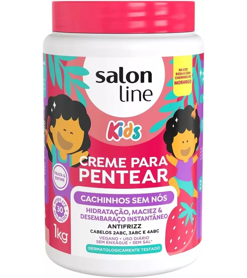 Salon Line Creme para Pentear Kids Morango Cachinh... - AIKO COSMÉTICOS