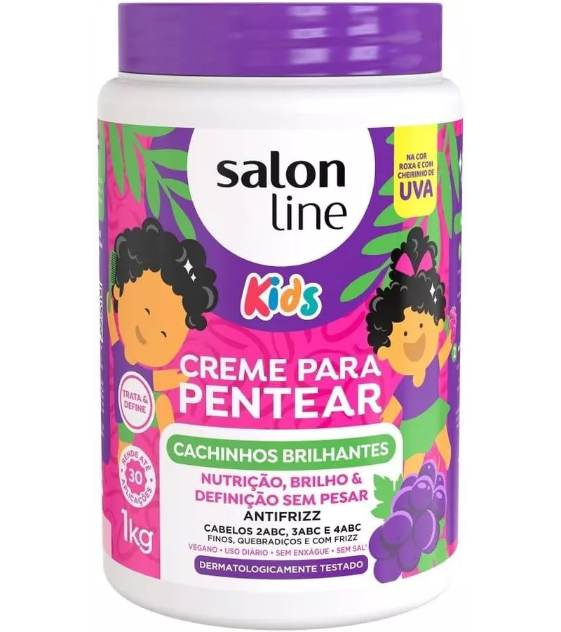 Salon Line Creme para Pentear Kids Uva Cachinhos B... - AIKO COSMÉTICOS