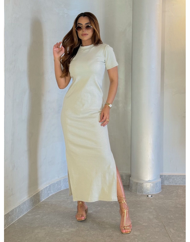 Vestido Canelado Chicago Areia