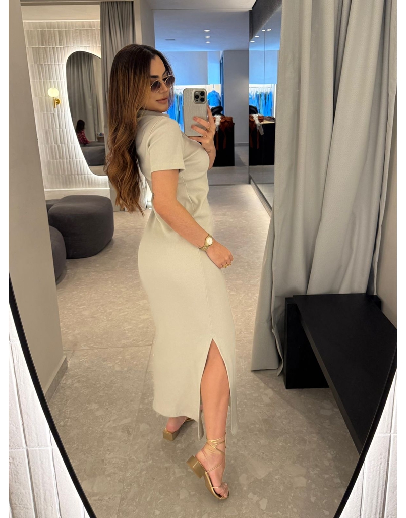 Vestido Canelado Chicago Areia