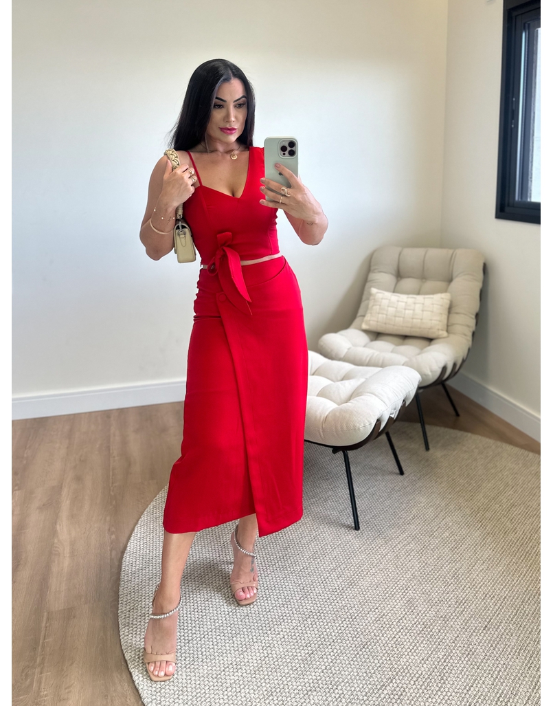 Cropped Alfaiataria Iris Vermelho