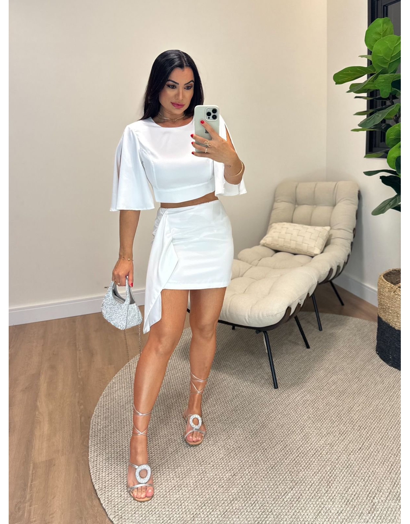 Saia Acetinada Aurelia Branco