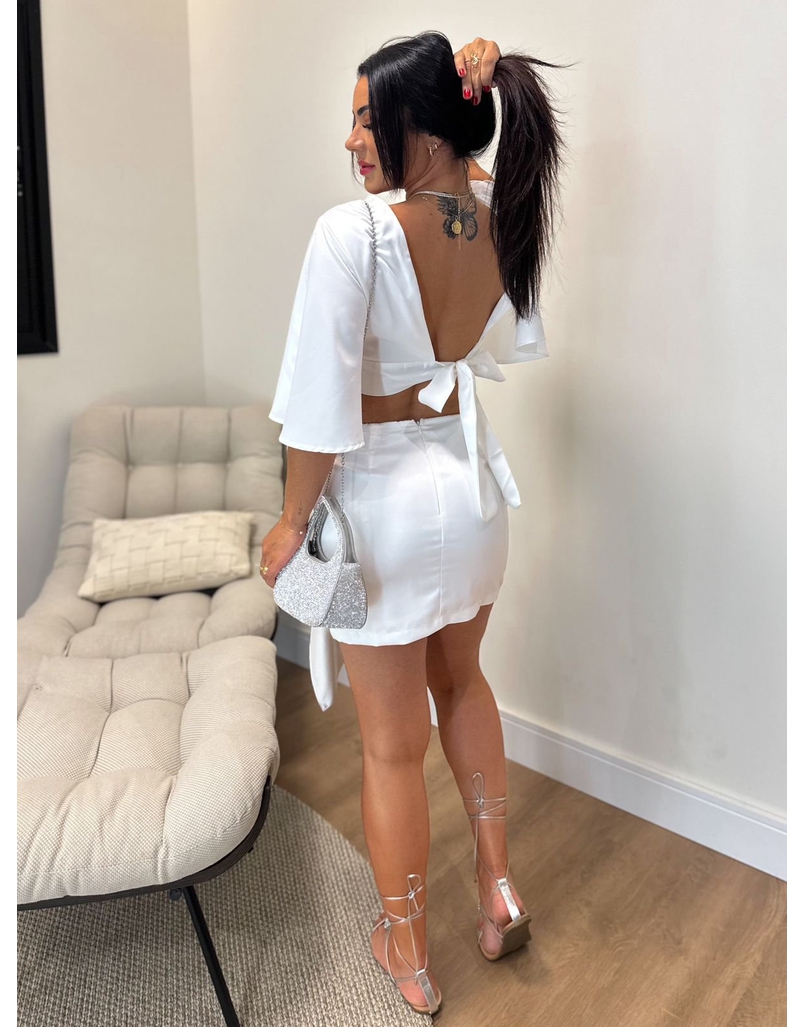 Saia Acetinada Aurelia Branco