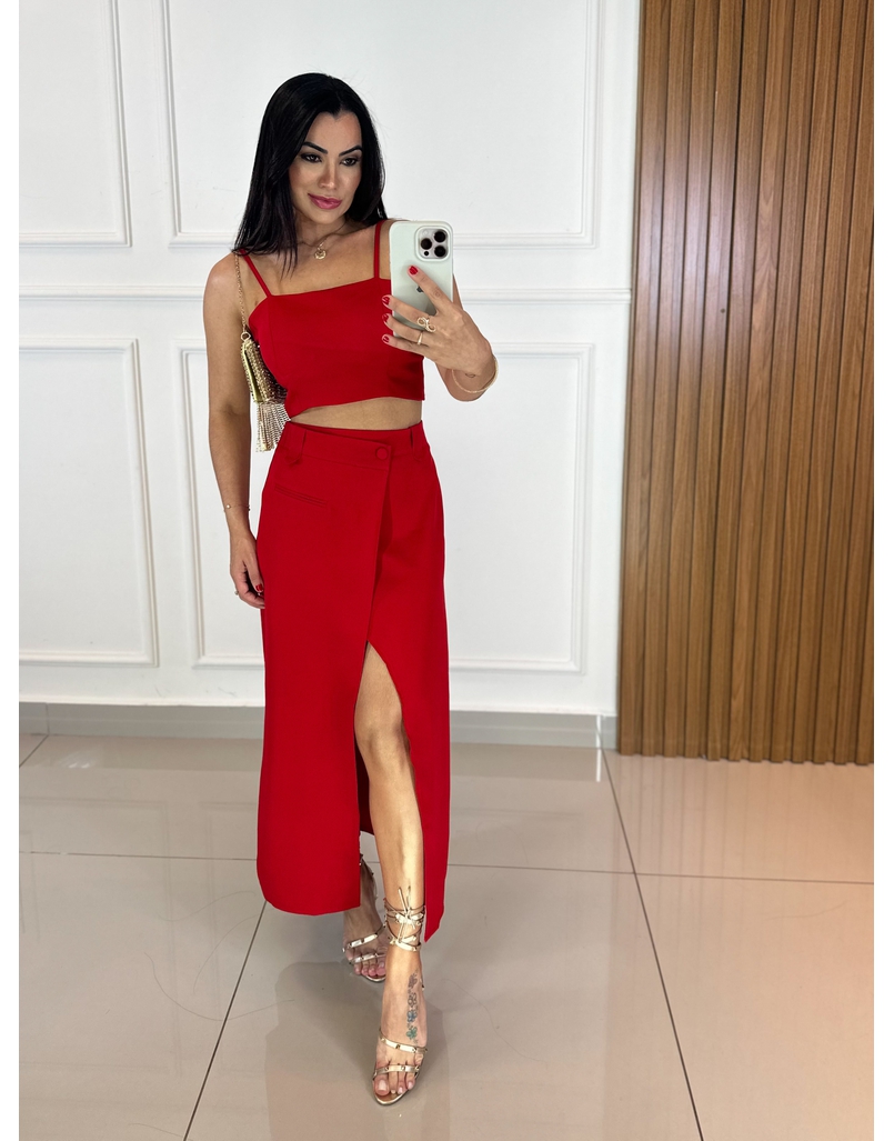 Conjunto Alfaiataria Raquel Vermelho