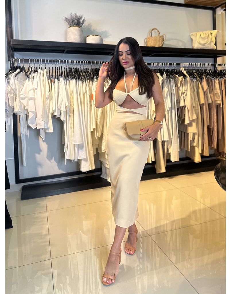 Vestido Midi Rússia Nude