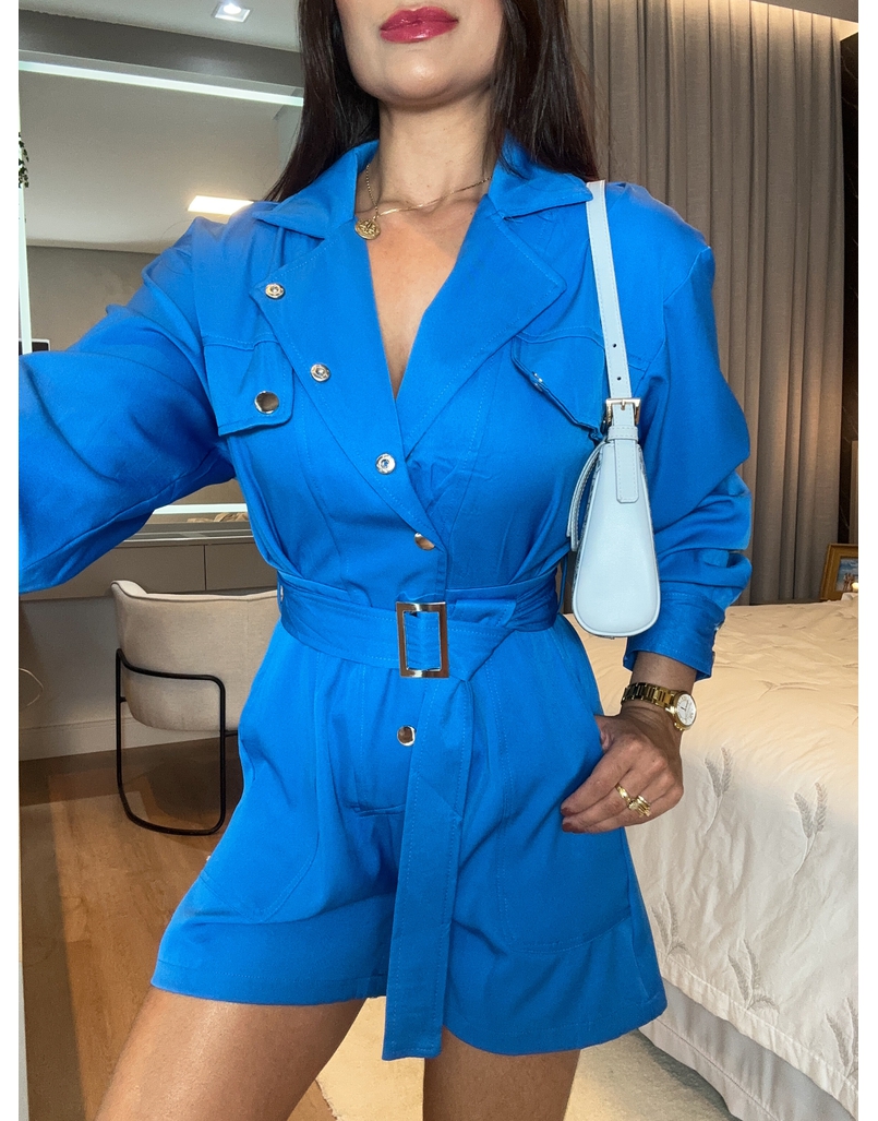 Macaquinho Manga Longa Azul