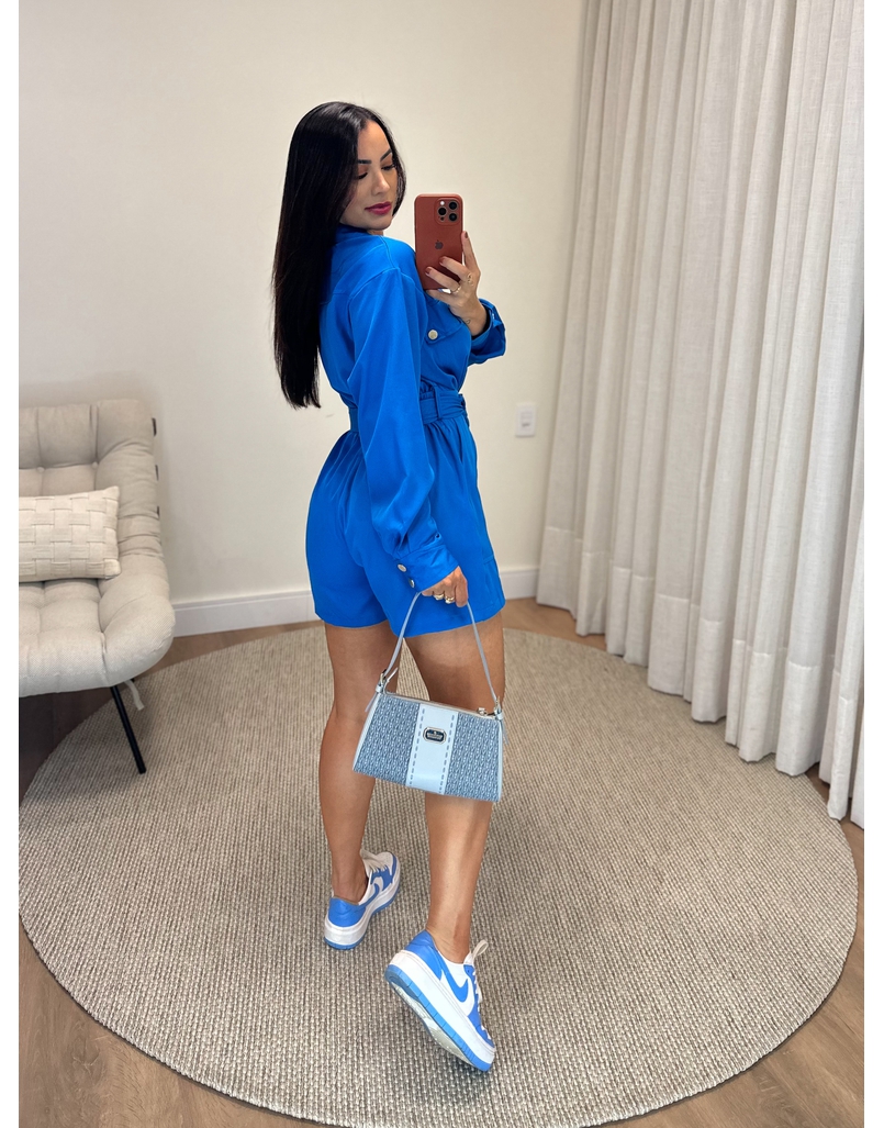 Macaquinho Manga Longa Azul