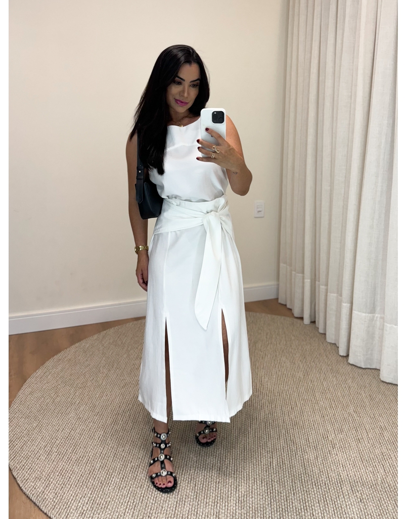 Conjunto Midi Saia Tulum Branco