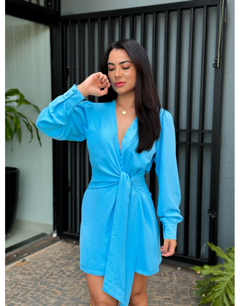 Vestido Manga Longa Arizona Azul