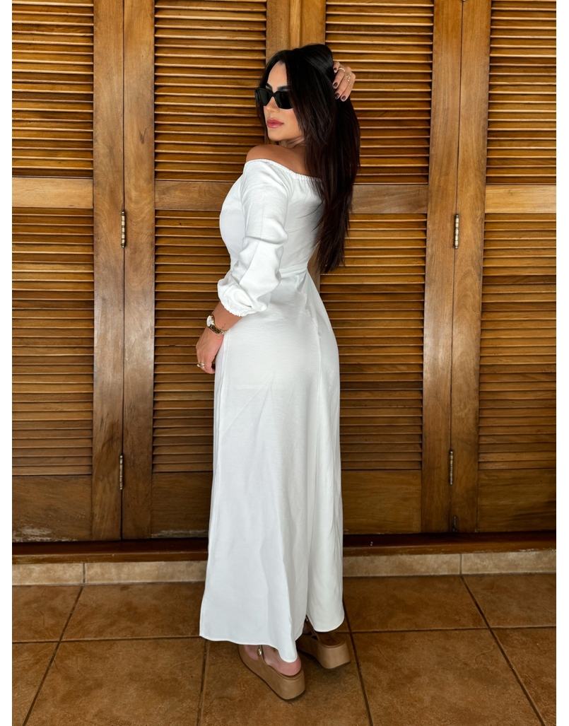 Vestido Viscose Longo Botões Off