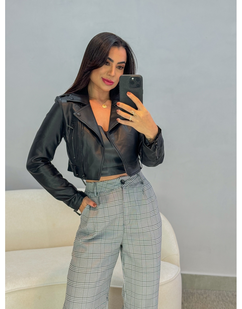 Jaqueta Couro Fake Ivy Preta 