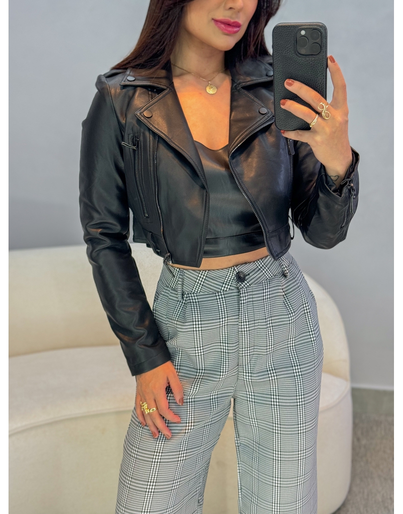 Jaqueta Couro Fake Ivy Preta 
