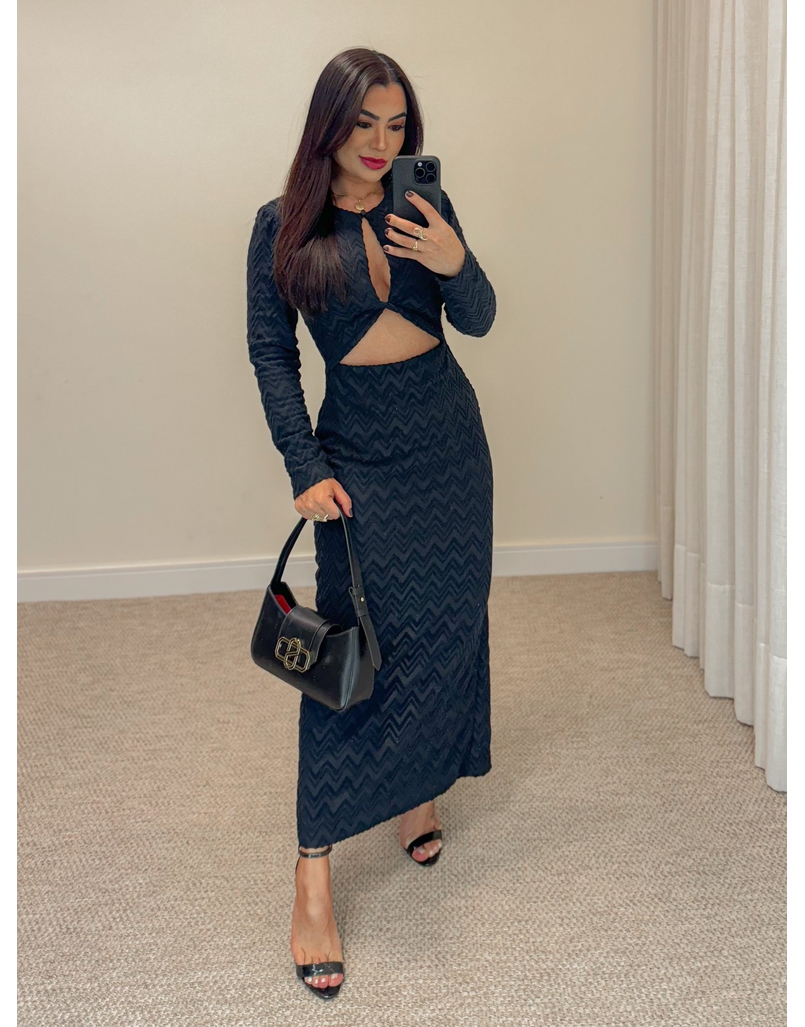 Vestido Manga Longa Amélia Preto