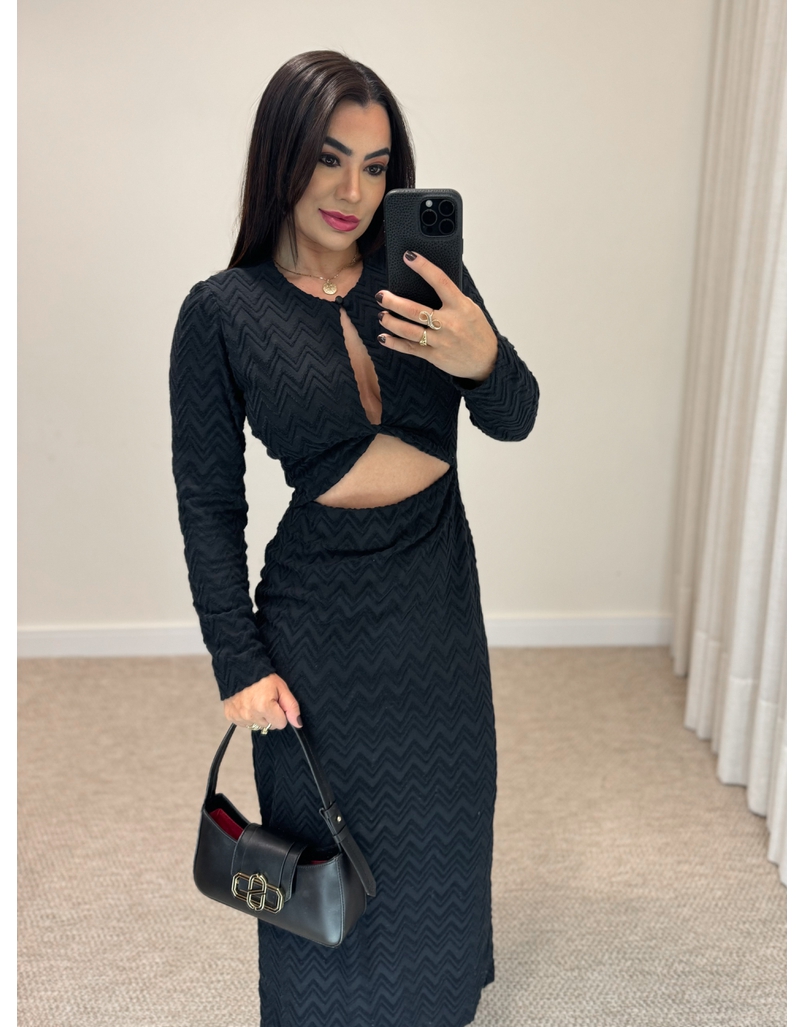 Vestido Manga Longa Amélia Preto