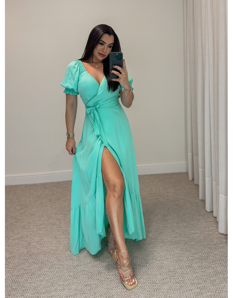 Vestido Longo Envelope Menta