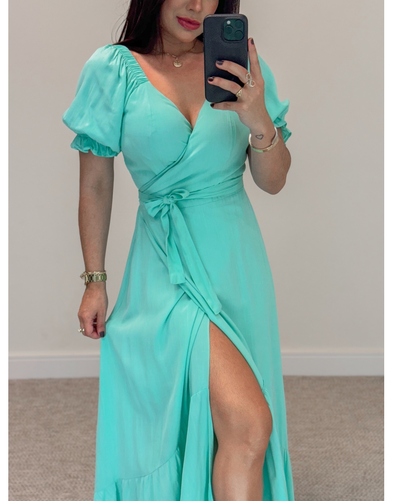 Vestido Longo Envelope Menta