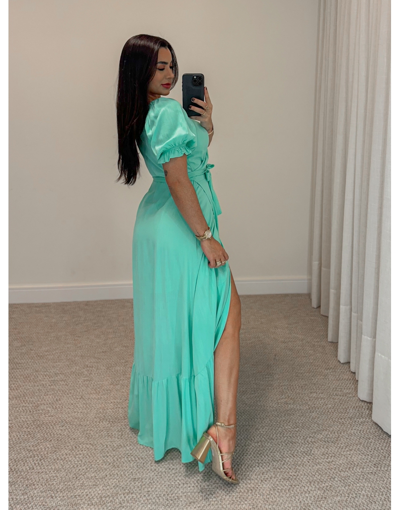 Vestido Longo Envelope Menta