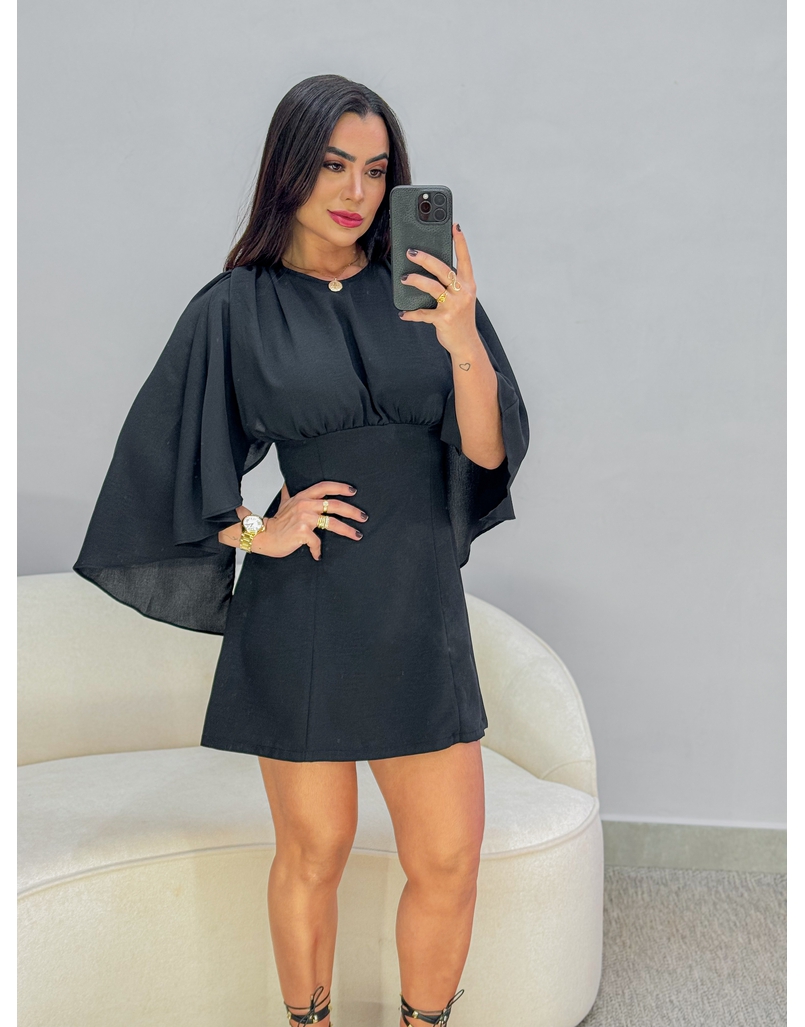 Vestido Manga Virginia Preto