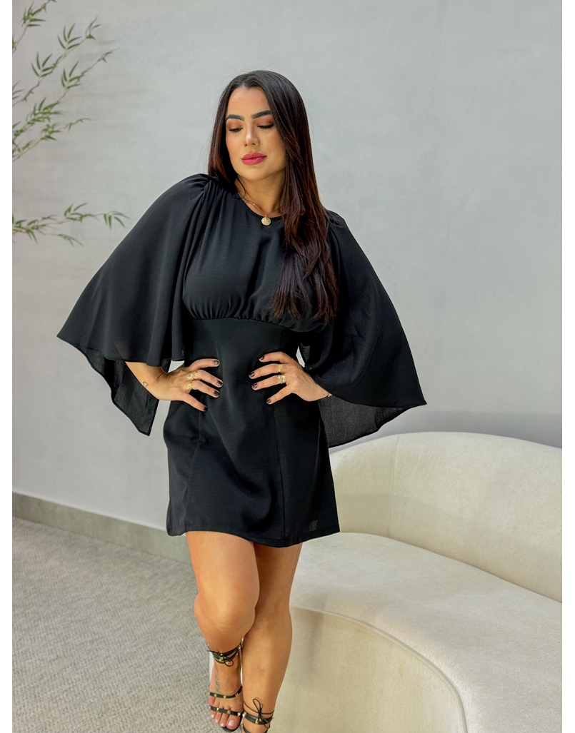 Vestido Manga Virginia Preto