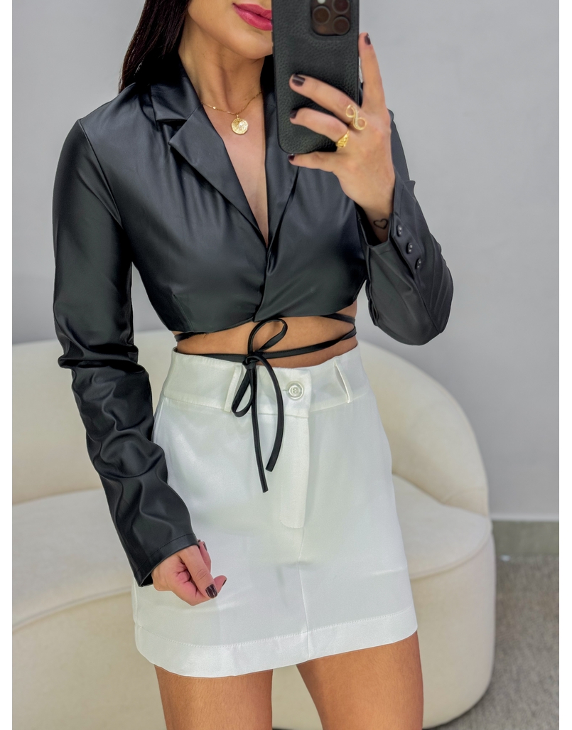 Cropped Couro Fake Yasmim