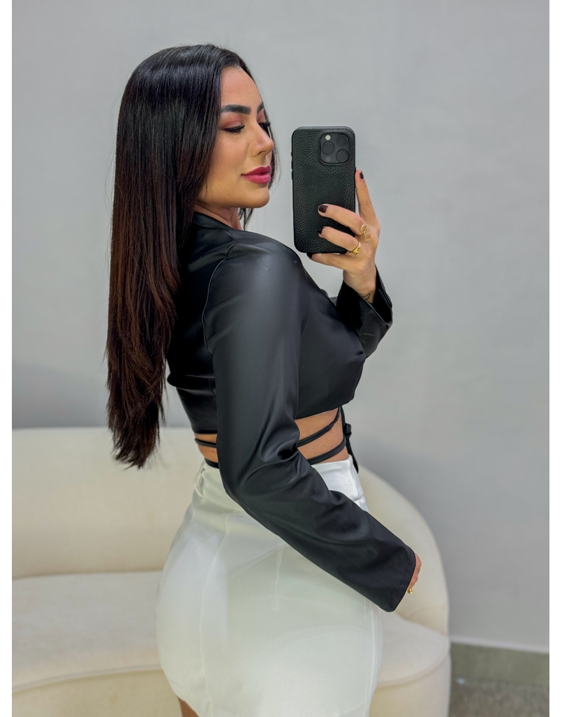 Cropped Couro Fake Yasmim