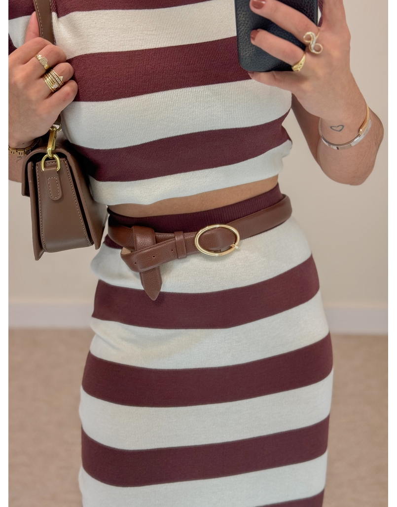 Cinto Couro Fivela Redonda Café