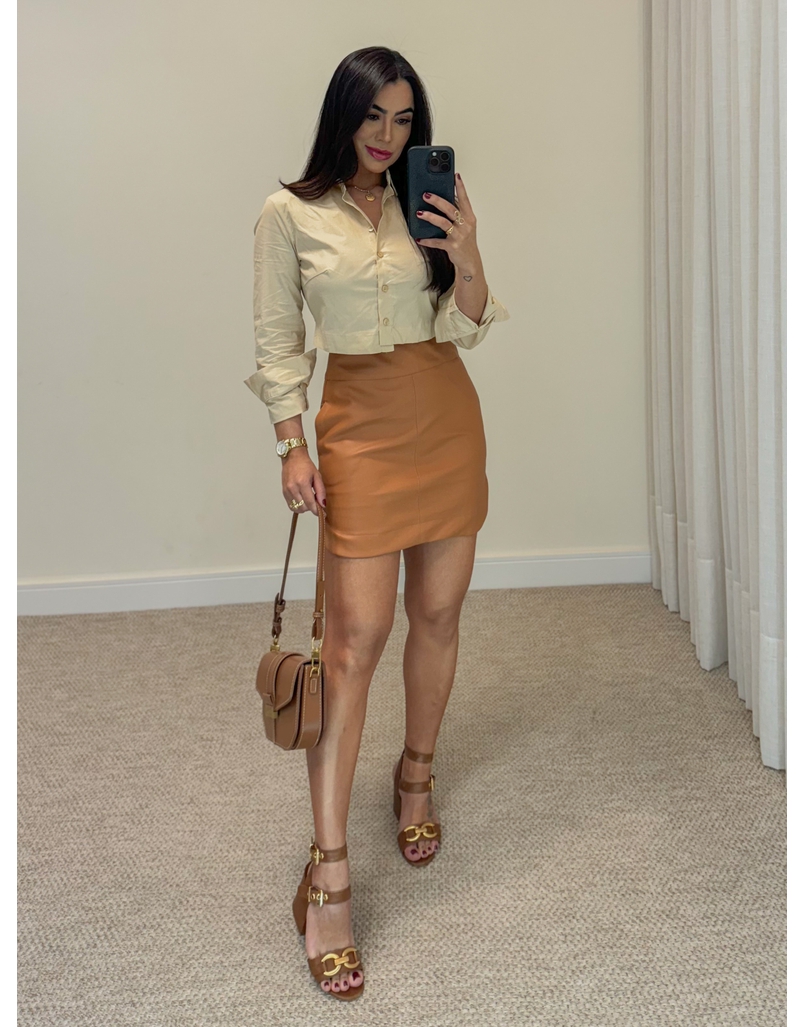 Saia Couro Fake Heloisa Avelã