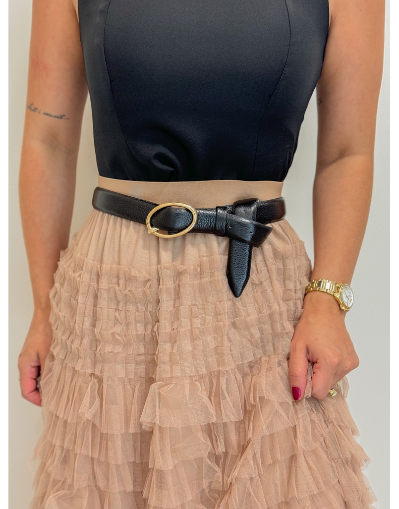 Cinto Couro Fivela Redonda Preto