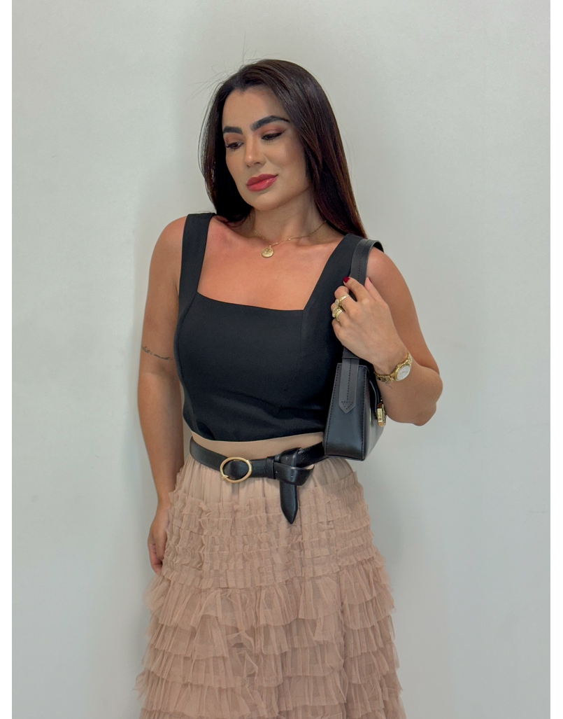 Cinto Couro Fivela Redonda Preto