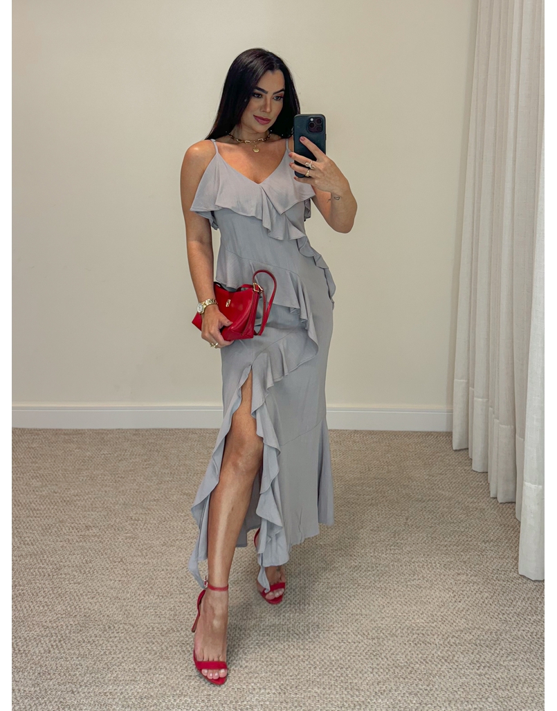 Vestido Midi Alcinha Cinza
