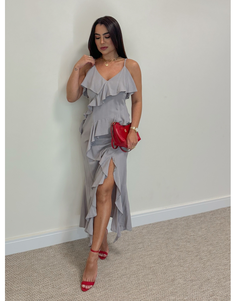Vestido Midi Alcinha Cinza