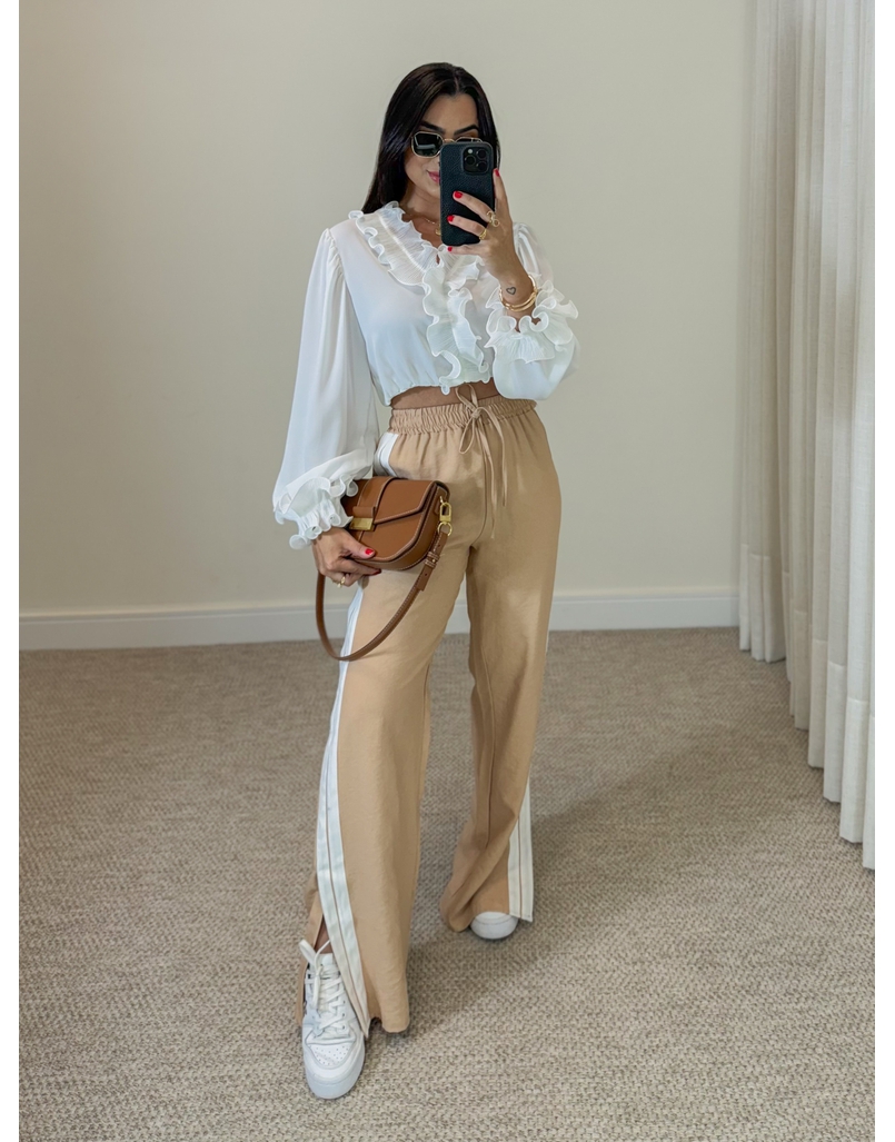 Blusa Babado Chiffon Branca