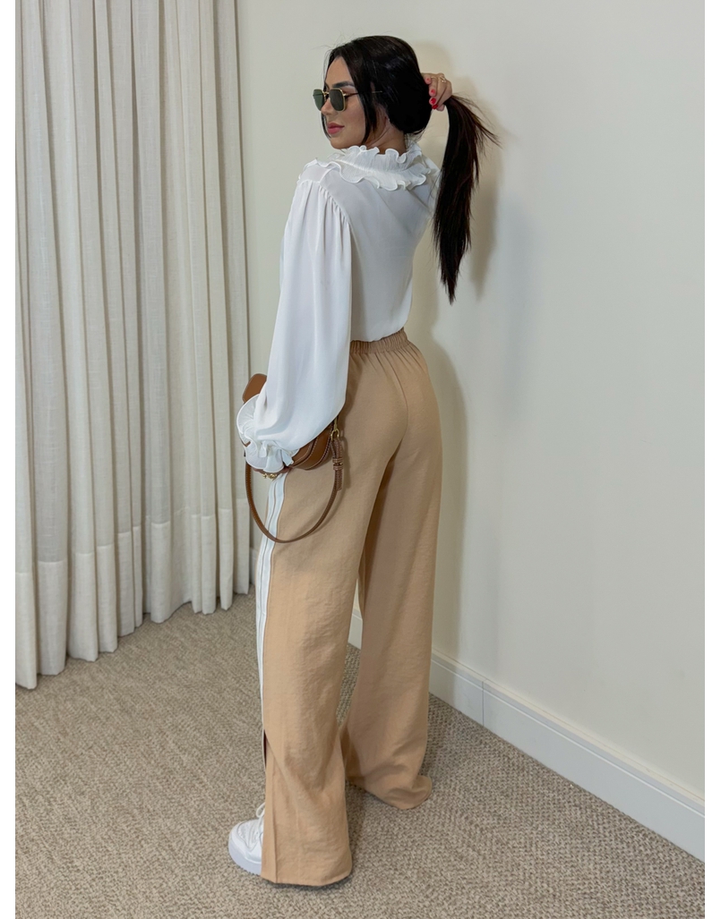 Blusa Babado Chiffon Branca