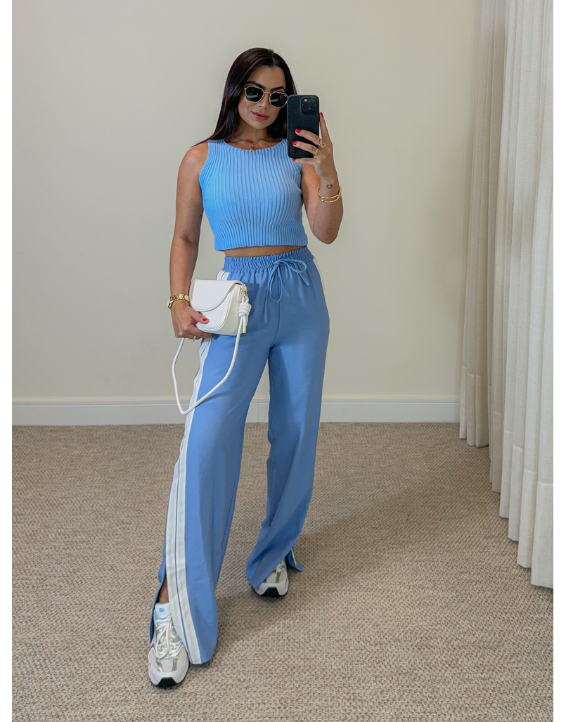 Calça Pantalona Listra Líbano Azul