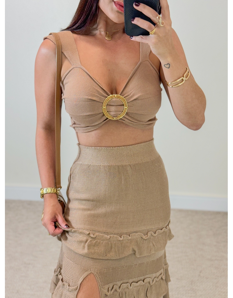 Cropped Tricot Argola Natalia Cappuccino