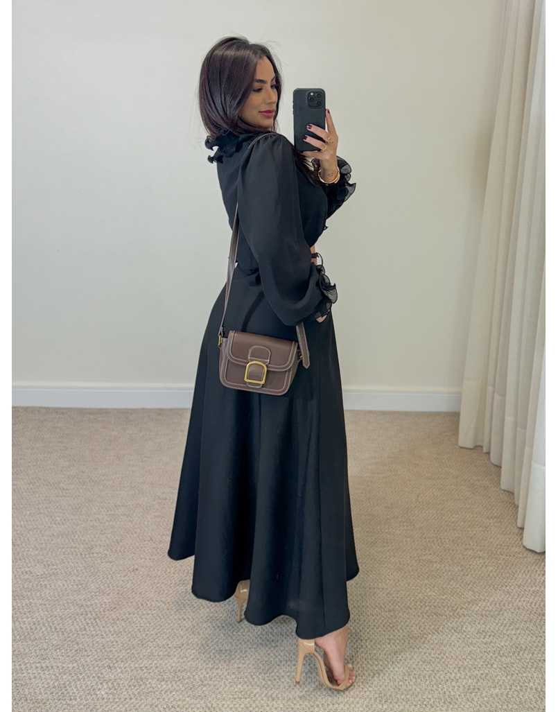 Blusa Babado Chiffon Preto