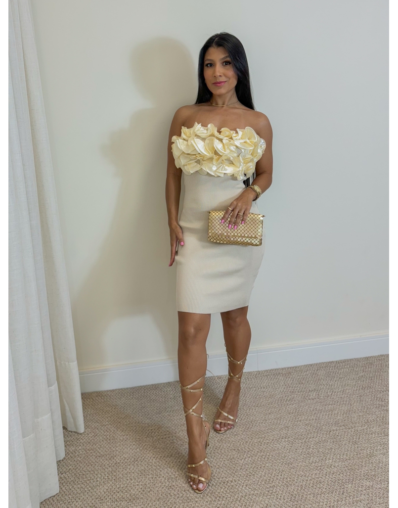 Vestido Modal Babado Verona Areia