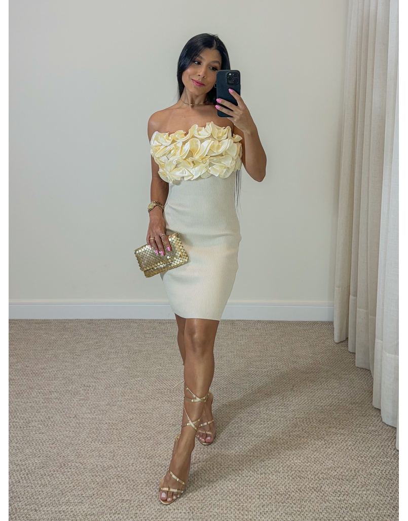 Vestido Modal Babado Verona Areia