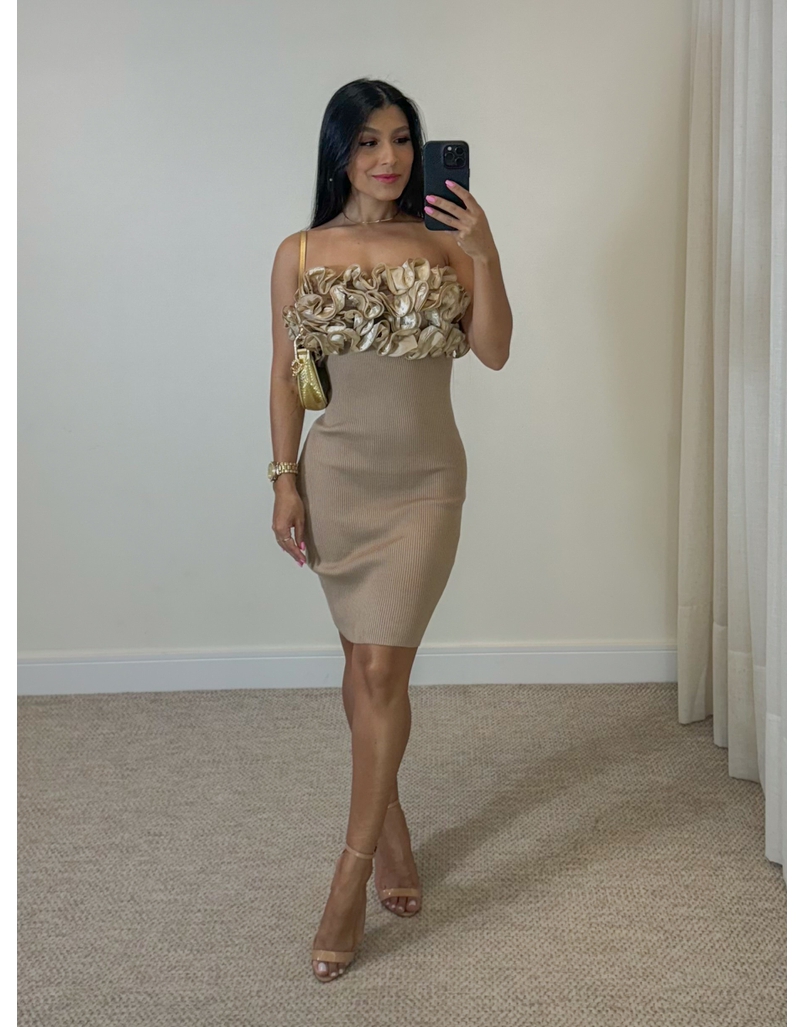 Vestido Modal Babado Verona Cappuccino