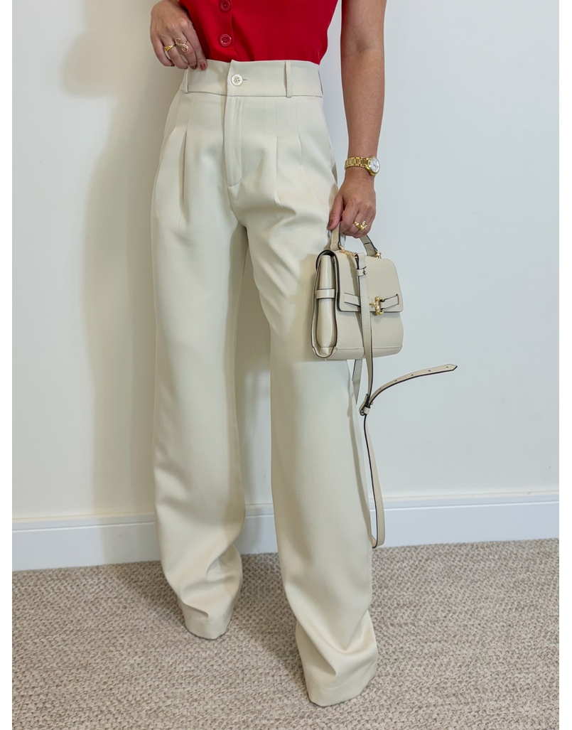 Calça Reta Alfaiataria Areia