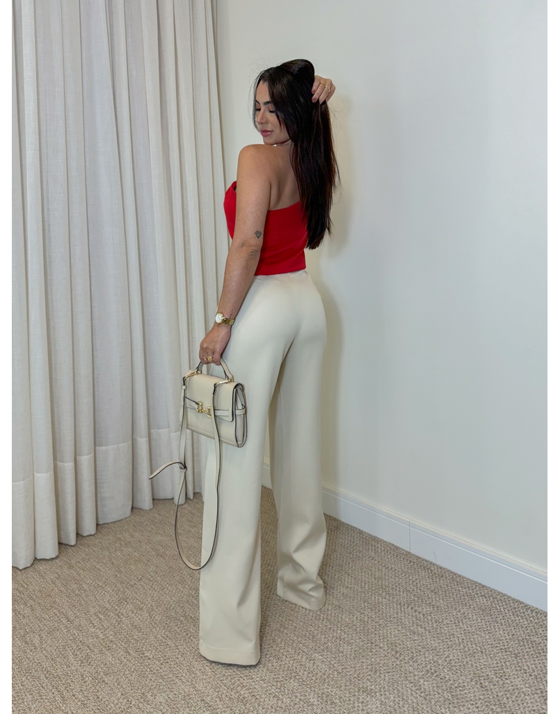 Calça Reta Alfaiataria Areia