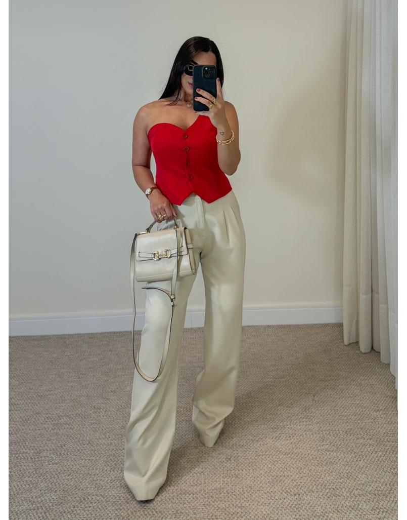 Calça Reta Alfaiataria Areia