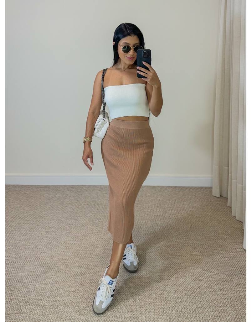 Saia Midi Bella Nude